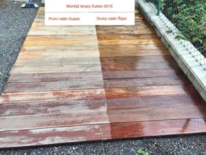 dřevěná terasa po natření olejem. 1